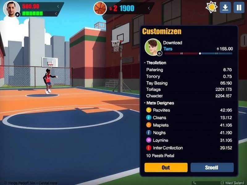 Hoops Hero Of Slum gameplay screenshot showing urban basketball court